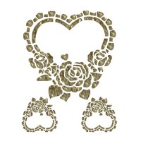 Трансфер универсальный золотой с глиттером рельефный Cadence "Сердечко с розами", 25 х 35 см.