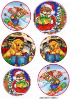 Рисовая бумага Decor,  "Новогодние шары со зверятами"   