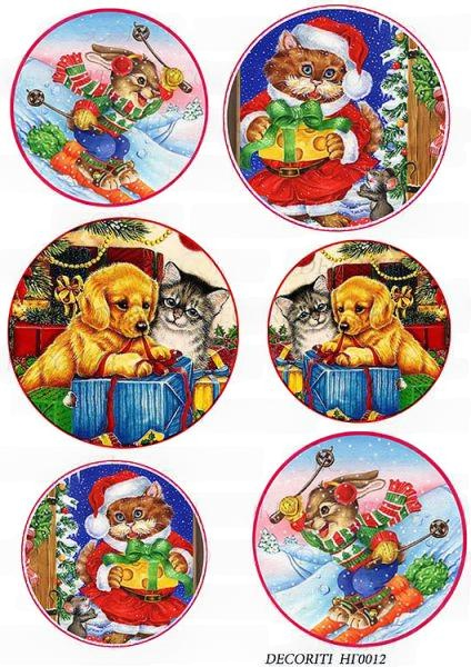 Рисовая бумага Decor,  "Новогодние шары со зверятами"   