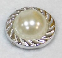 Кабошон, имитация "белый жемчуг в серебре",   20 мм.  