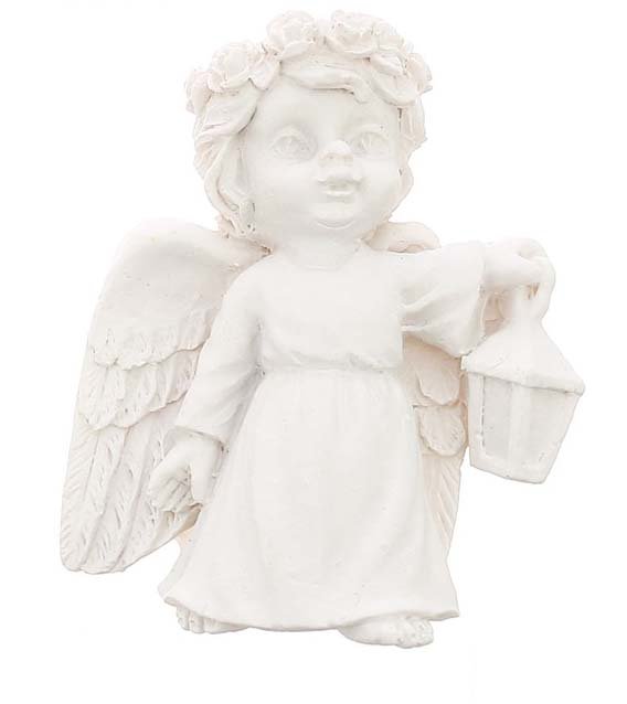 Декоративная фигурка 2D "Ангел с фонарем ", цвет - белый  