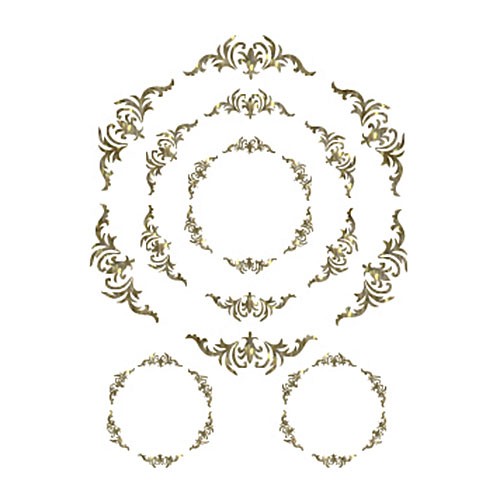 Трансфер универсальный золотой с глиттеромрельефный Cadence "Круговой орнамент", 25 х 35 см.