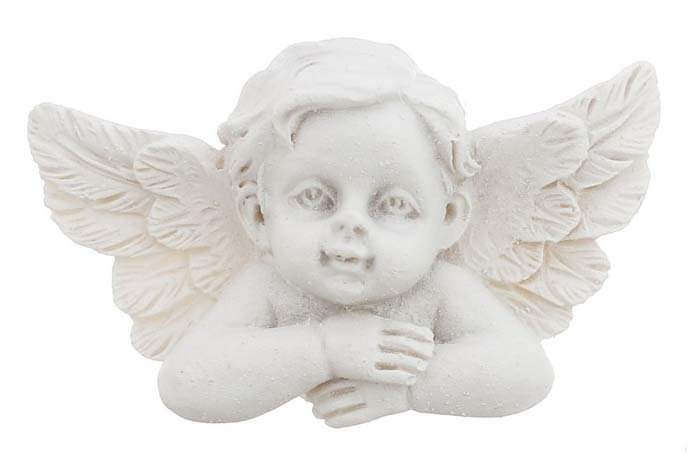 Декоративная фигурка 2D "Ангел задумчивый с крыльями", цвет - белый
