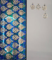 Объемные наклейки с глиттером "Шарики", цвет - золото с голубым глиттером (Нидерланды)