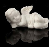 Декоративная фигурка 3D "Ангелочек спящий",левый, цвет - белый 