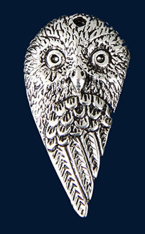 Металлический декоративный элемент "Крыло совы" , цвет - серебро    
