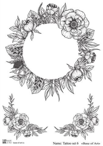 Декупажная карта Base Of Art "Tattoo set" №6, А4                        