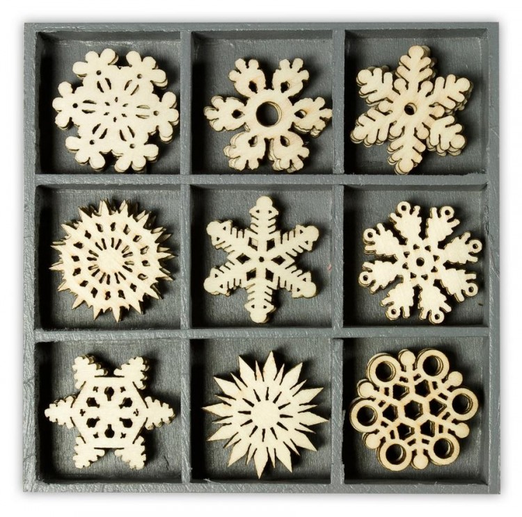 Декоративные элементы из дерева "Снежинки"
