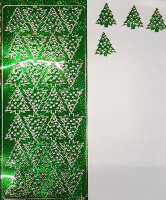 Объемные наклейки с глиттером "Елочки", цвет - золото с зеленым глиттером (Нидерланды)  