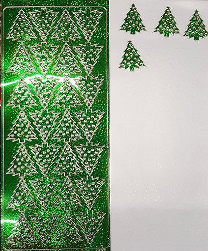 Объемные наклейки с глиттером "Елочки", цвет - золото с зеленым глиттером (Нидерланды)  