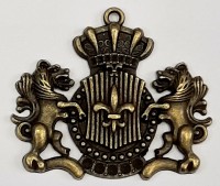 Декоративный элемент "Герб со львами" , цвет - бронза антик
