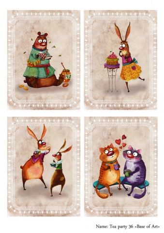 Декупажная карта Base Of Art "Tea party" №36, А4                       