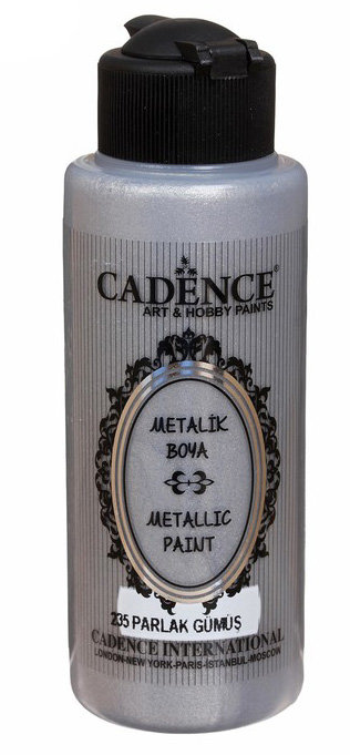 Акриловая краска металлик Cadence, цвет - "Яркое серебро" 