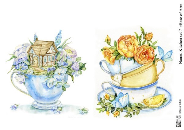Декупажная карта Base Of Art "Kitchen set" №7, А4                              