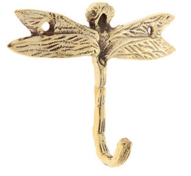 Крючок "Стрекоза", цвет - золото, материал - латунь