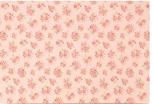 Ткань (хлопок 100%) на клеевой основе, цвет -  мелкие розовые цветочки на персиковом фоне