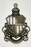 Декоративный элемент "герб с короной" , цвет - бронза антик 