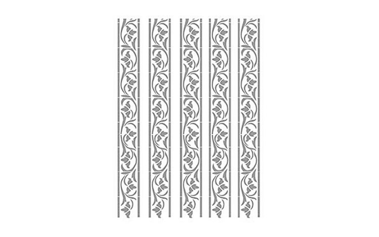 Трансфер - натирка декоративный  ''Бордюры с листочками'', цвет - серебро, размер - 17 х 25 см. 