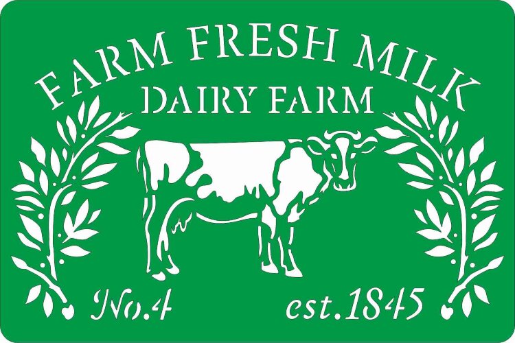 Трафарет на клеевой основе многоразовый "Farm Fresh Milk", 10 х 15 см.  