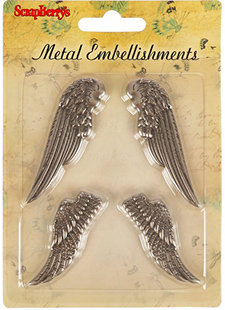 Набор декоративных элементов "Крылья ангела", цвет - серебро