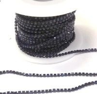 Стразовая цепь, цвет -  черный в черной оправе, размер страз SS 6 (2 мм.), 1 м.   