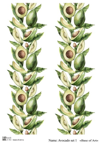 Декупажная карта Base Of Art "Avocado set" №1, А4                